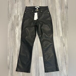 NWT Lilly Pulitzer Liza coated crop flare black leather pants, Size 6